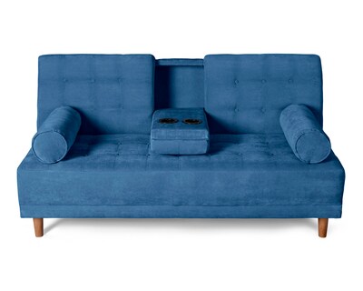 Foto 1 | Sofá Cama De Velvet Azul Modelo Zambroni