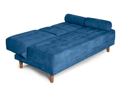 Foto 4 | Sofá Cama De Velvet Azul Modelo Zambroni