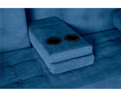 Foto 5 | Sofá Cama De Velvet Azul Modelo Zambroni