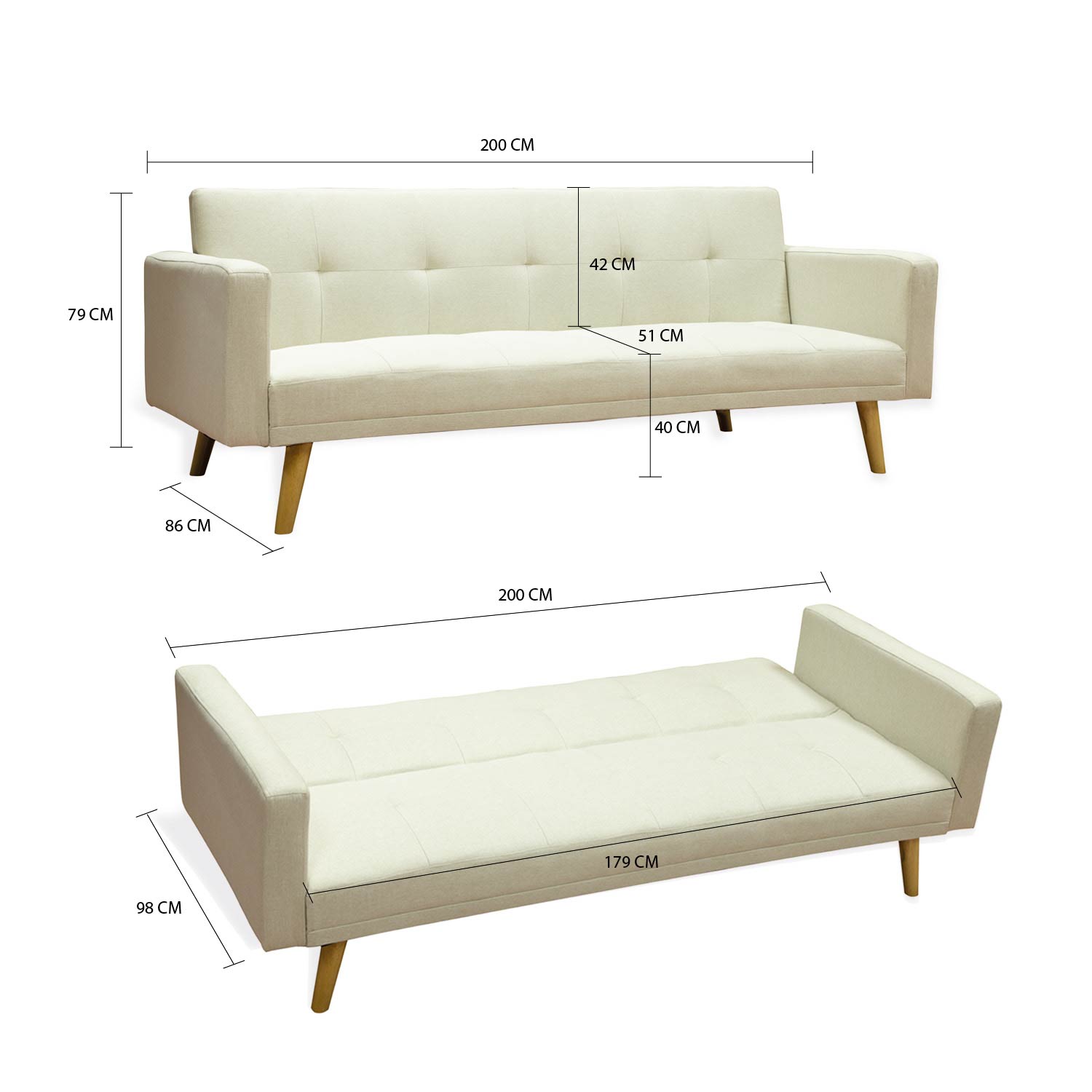 Foto 8 | Sofá Cama Plegable Ilios Innova Sc1125-bei Beige