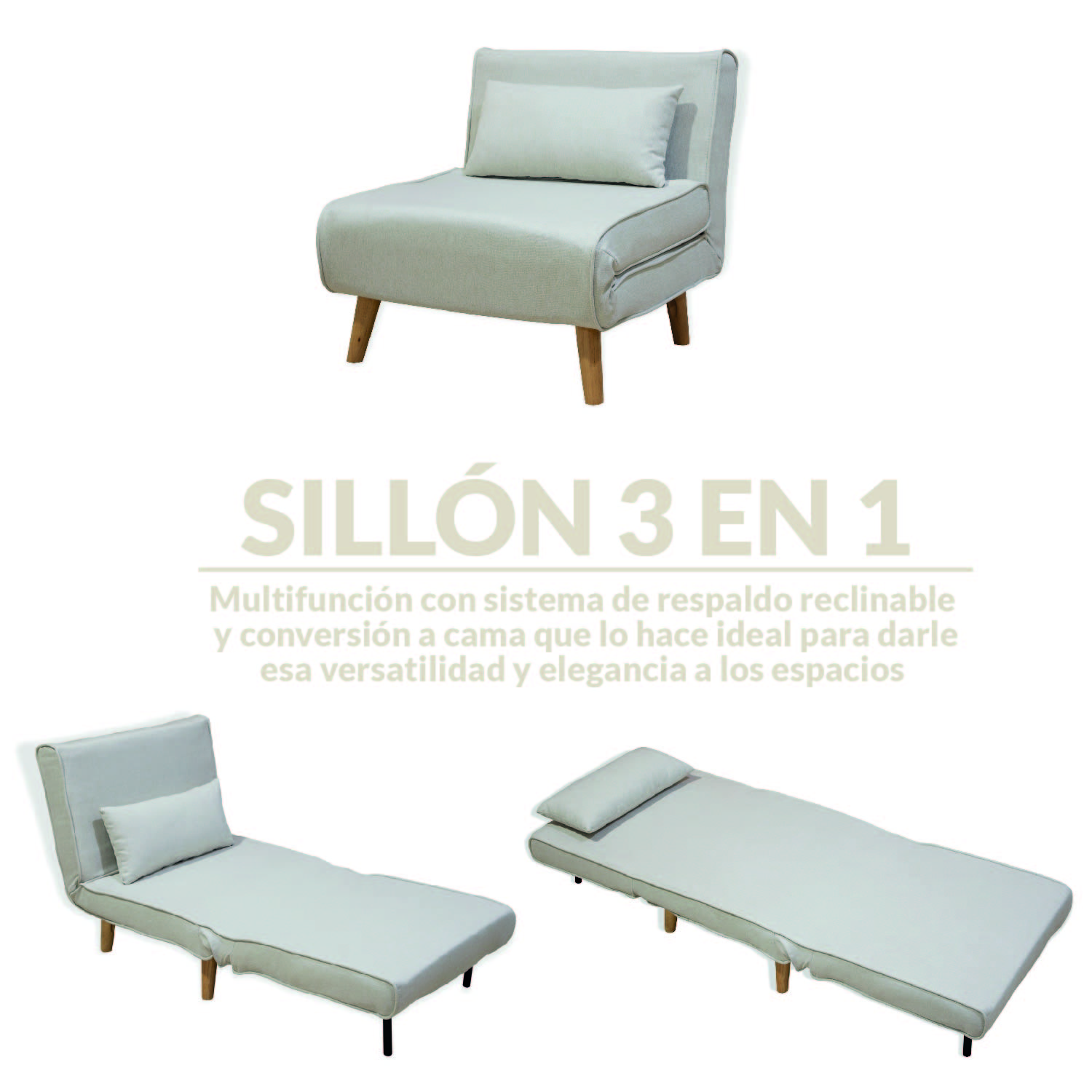 Foto 2 | Sofá Cama Plegable Ilios Innova Sc1066-bei Color Beige Individual