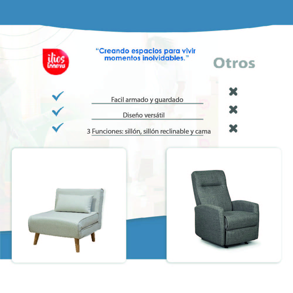 Foto 7 | Sofá Cama Plegable Ilios Innova Sc1066-bei Color Beige Individual