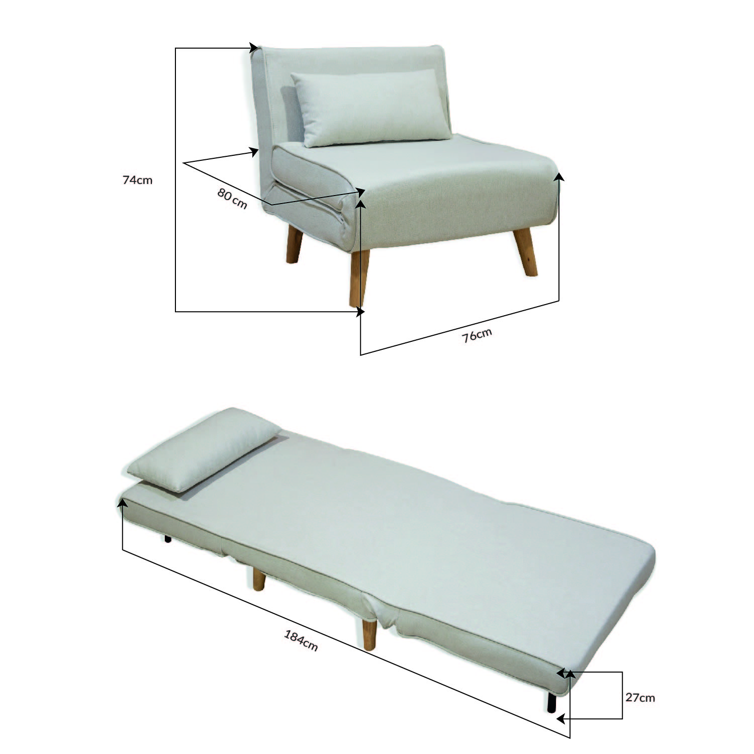 Foto 9 pulgar | Sofá Cama Plegable Ilios Innova Sc1066-bei Color Beige Individual