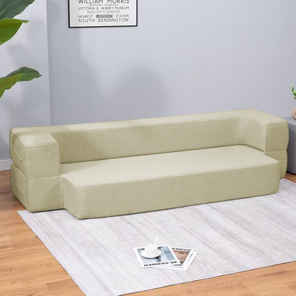 Foto 4 pulgar | Sillón Plegable Sofá Cama Matrimonial Beige