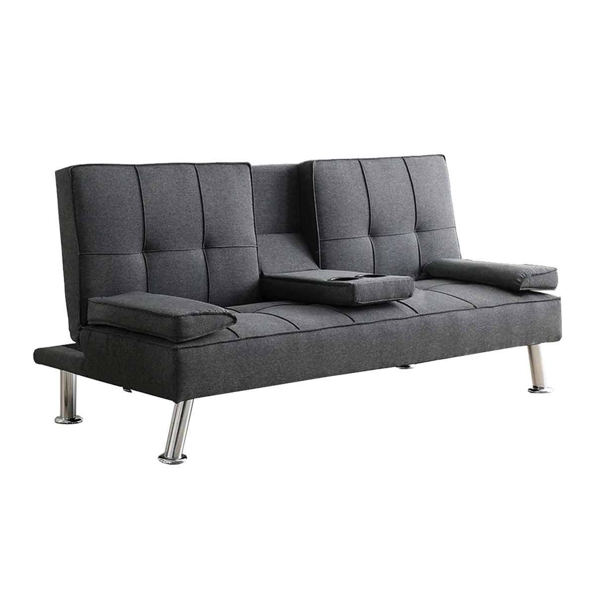 Sofá Cama Futon Sala Moderna Minimalista Reclinable Color Gris Oscuro