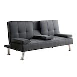 Sofá Cama Futon Sala Moderna Minimalista Reclinable Color Gris Oscuro