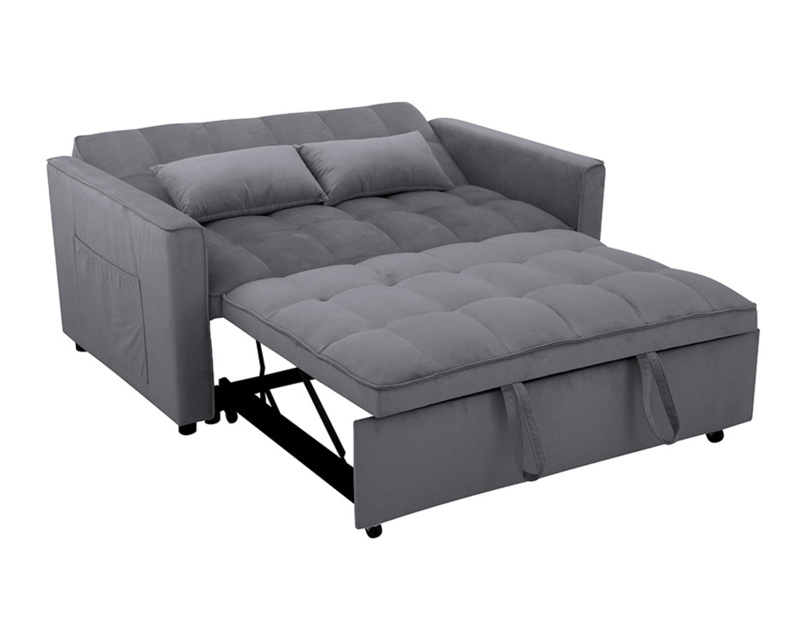 Foto 4 pulgar | Sofá Cama Aslan Gris Oxford Velvet