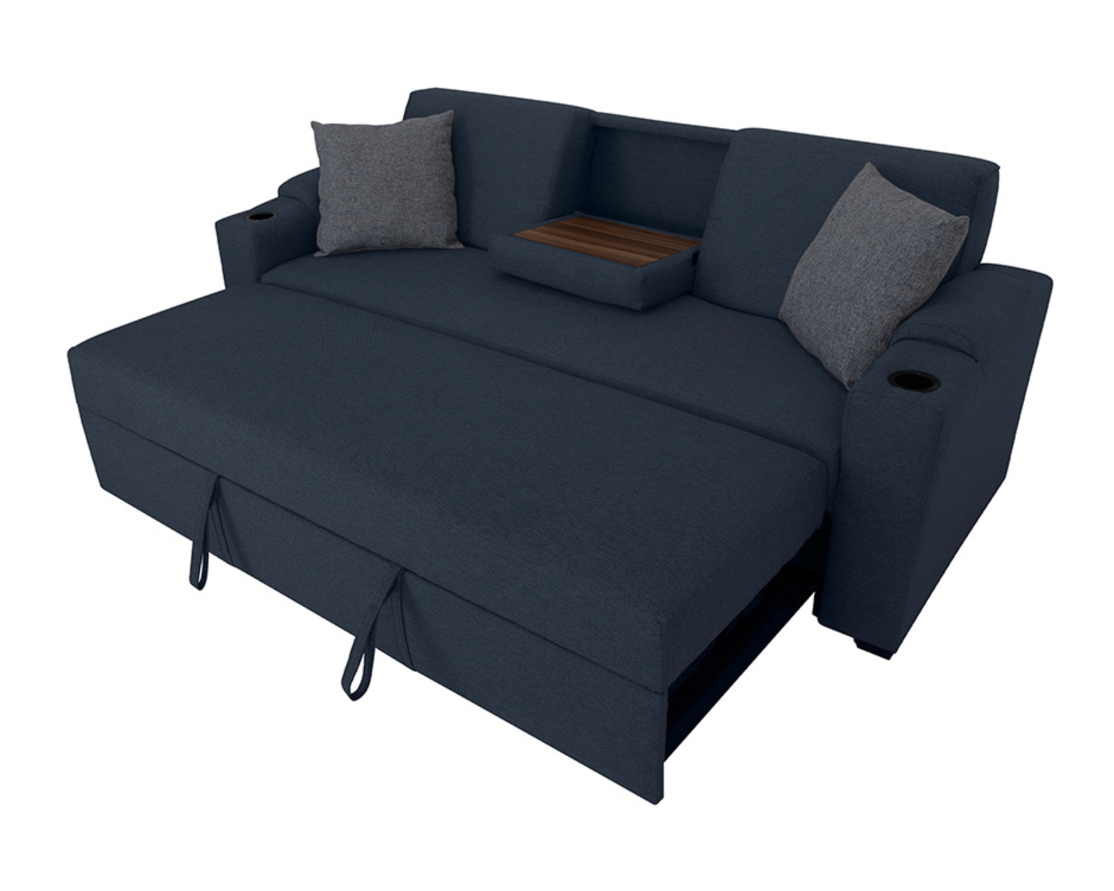 Foto 2 pulgar | Sofá Cama Easy Living Milán Azul Marino con Mesa Plegable y Portavasos