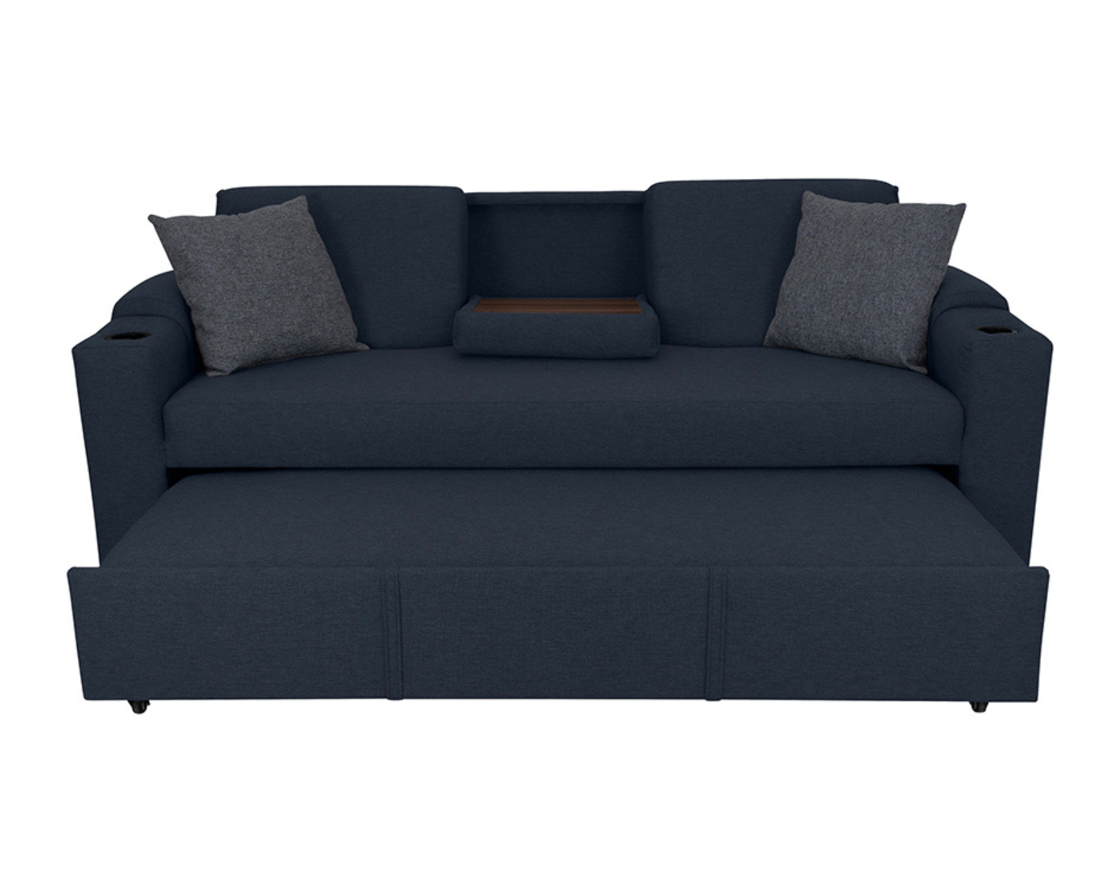 Foto 3 pulgar | Sofá Cama Easy Living Milán Azul Marino con Mesa Plegable y Portavasos