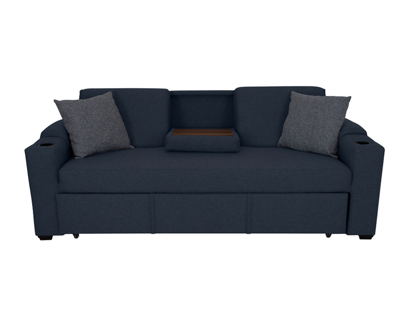 Foto 4 pulgar | Sofá Cama Easy Living Milán Azul Marino con Mesa Plegable y Portavasos
