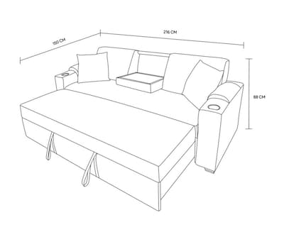 Foto 6 | Sofá Cama Easy Living Milán Azul Marino con Mesa Plegable y Portavasos