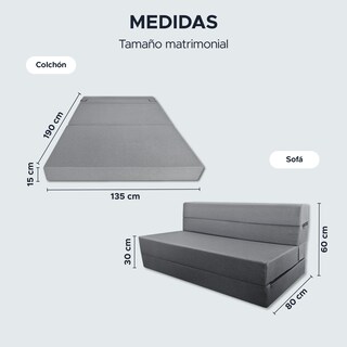 Foto 3 | Sofá Cama Matrimonial 3 En 1 Sky Care Color Gris