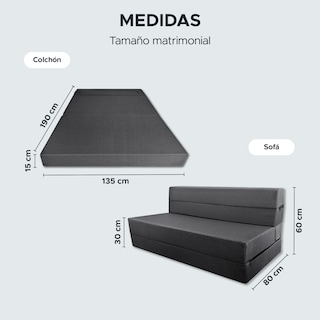Foto 6 | Sofá Cama Matrimonial 3 En 1 Sky Care Color Negro