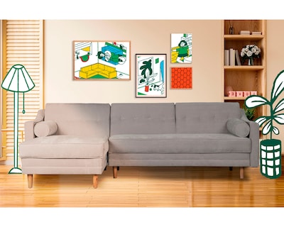 Foto 1 | Sala Modular Mondlak Gris Claro Makora Beehive Memory Foam Velvet