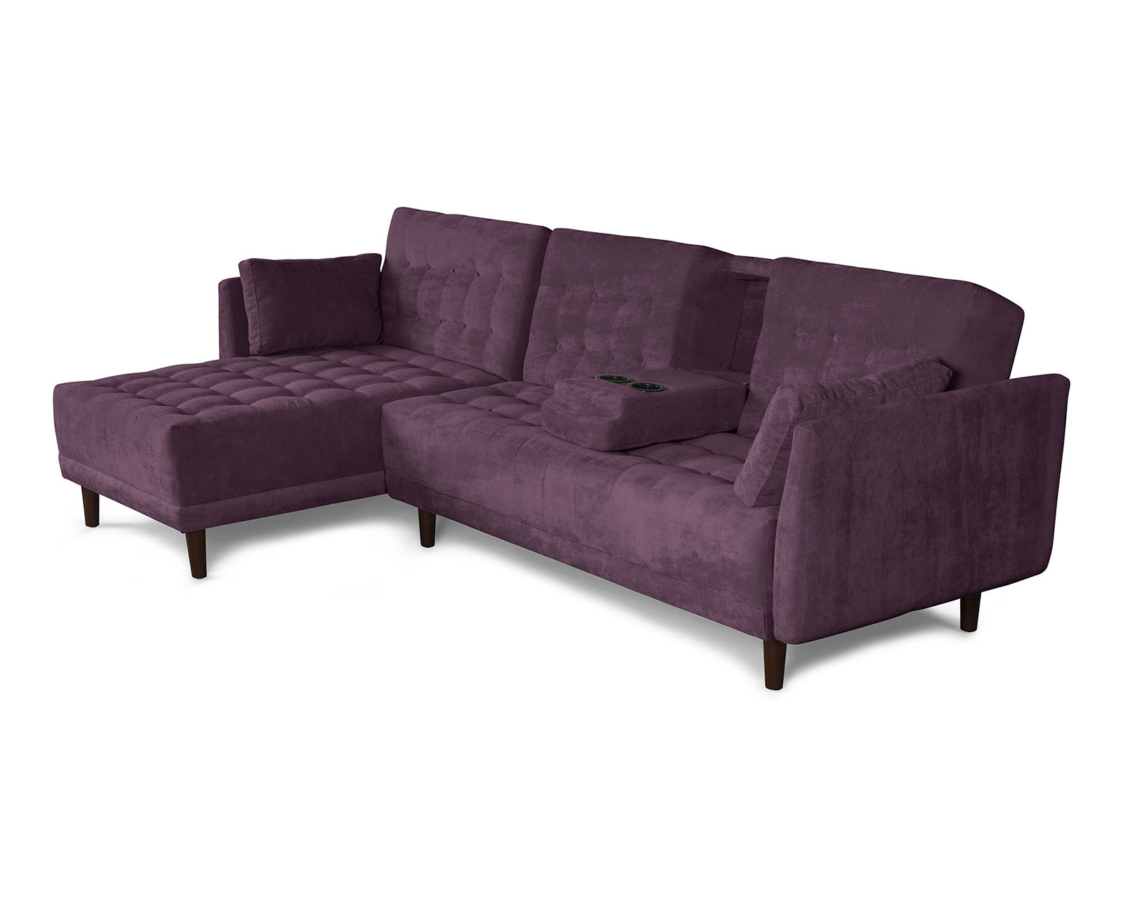 Foto 4 pulgar | Sala Modular Annara Morado Makora Beehive Memory Foam De Velvet Con Portavasos