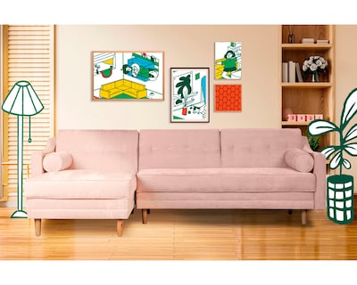 Foto 1 | Sala Modular Mondlak Palo De Rosa Makora Beehive Memory Foam Velvet