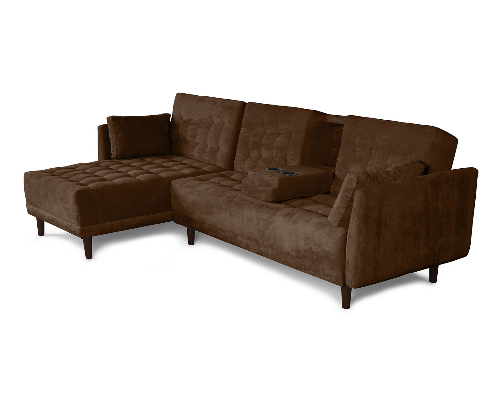 Foto 4 pulgar | Sala Modular Annara Chocolate Makora Beehive Memory Foam De Velvet Con Portavasos