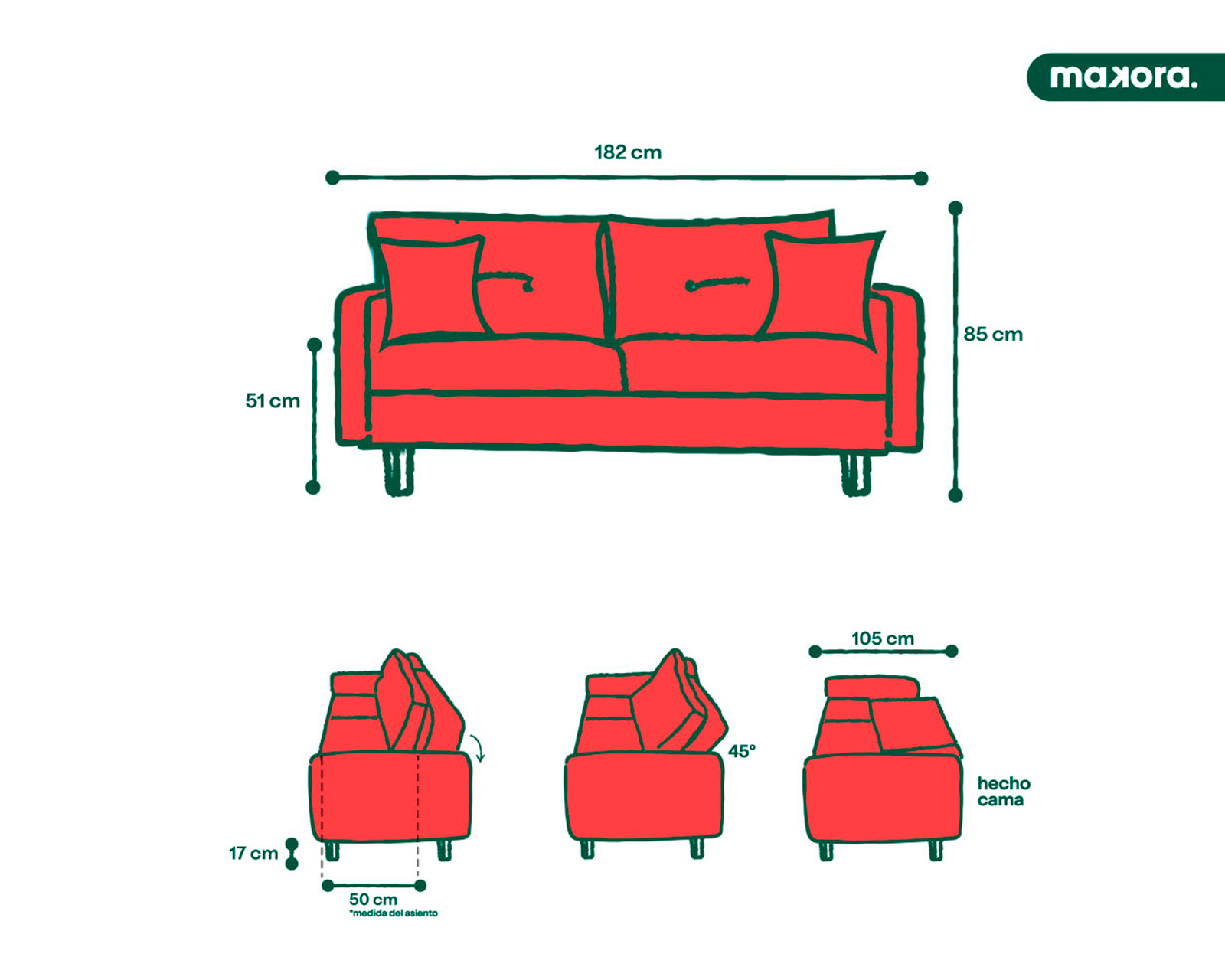 Foto 7 | Sofá Cama Bristol Palo De Rosa Beehive Memory Foam Makora Velvet