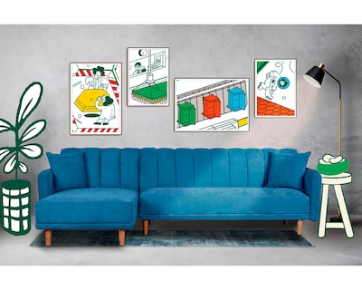 Foto 1 | Sala Modular Bottari Azul Makora Beehive Memory Foam De Velvet