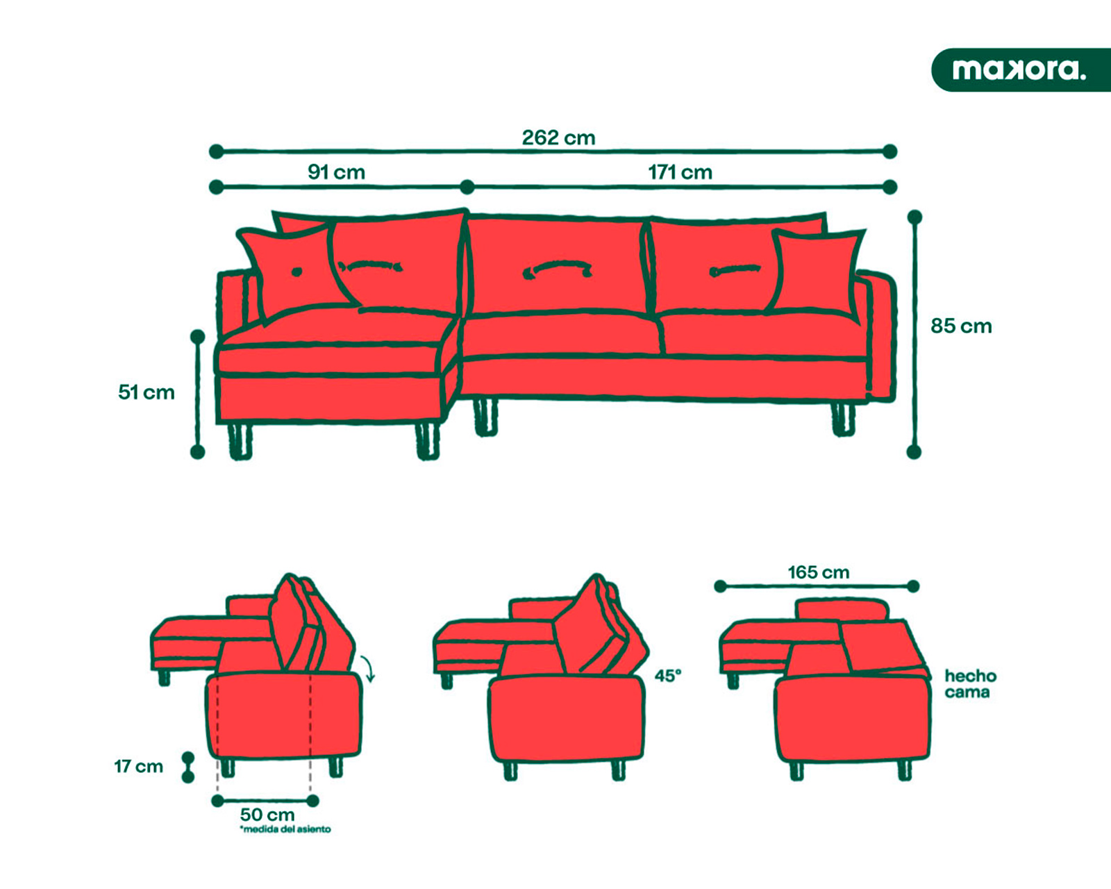 Foto 7 pulgar | Sala Modular Bardo Gris Claro Makora Beehive Memory Foam De Lino Con Portavasos