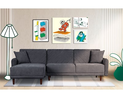 Foto 1 | Sala Modular Cosmo Gris Oxford Makora Beehive Memory Foam De Velvet
