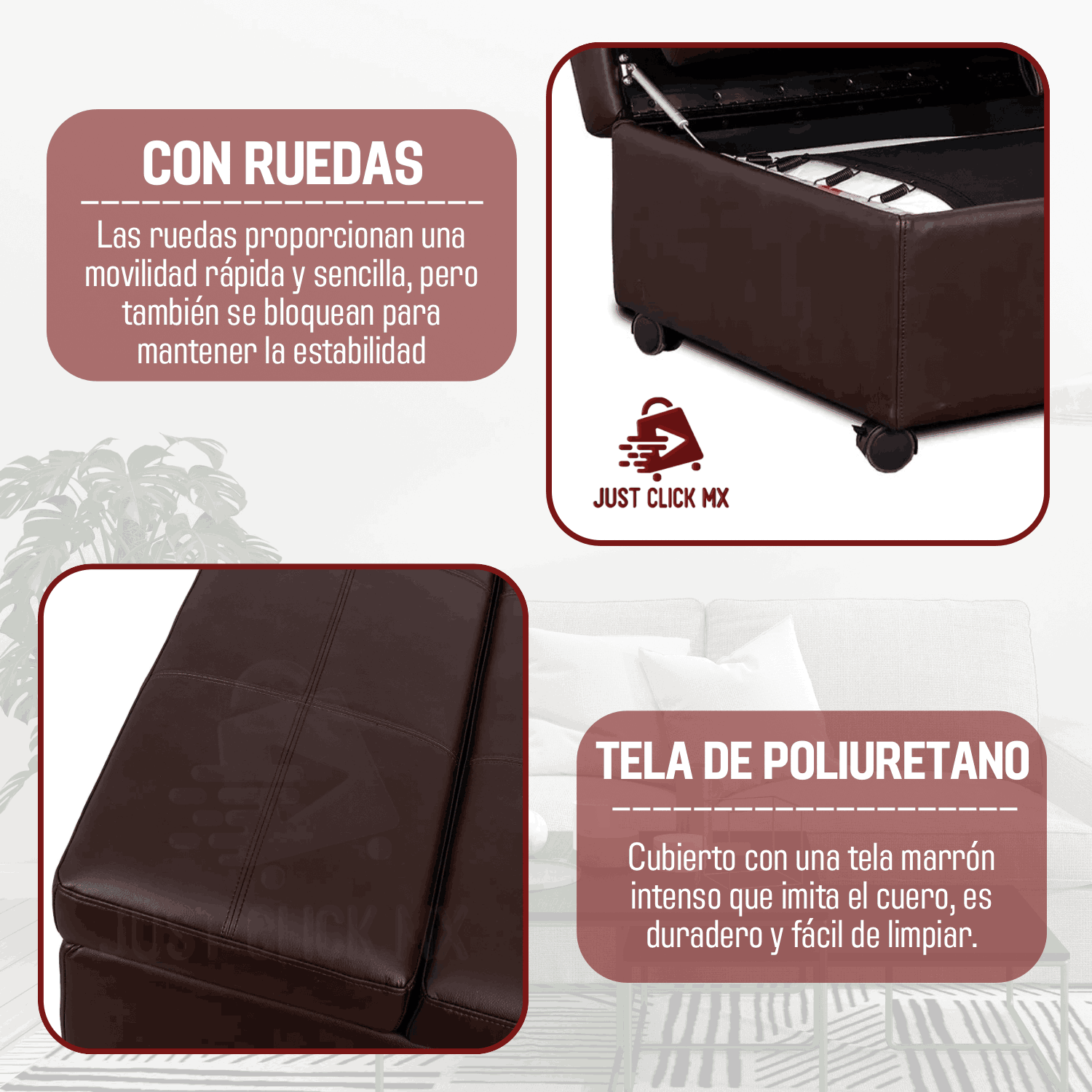 Foto 6 | Mueble Otomano Estilo Baul Con Cama Plegable Sofa Premium-justclick Mx