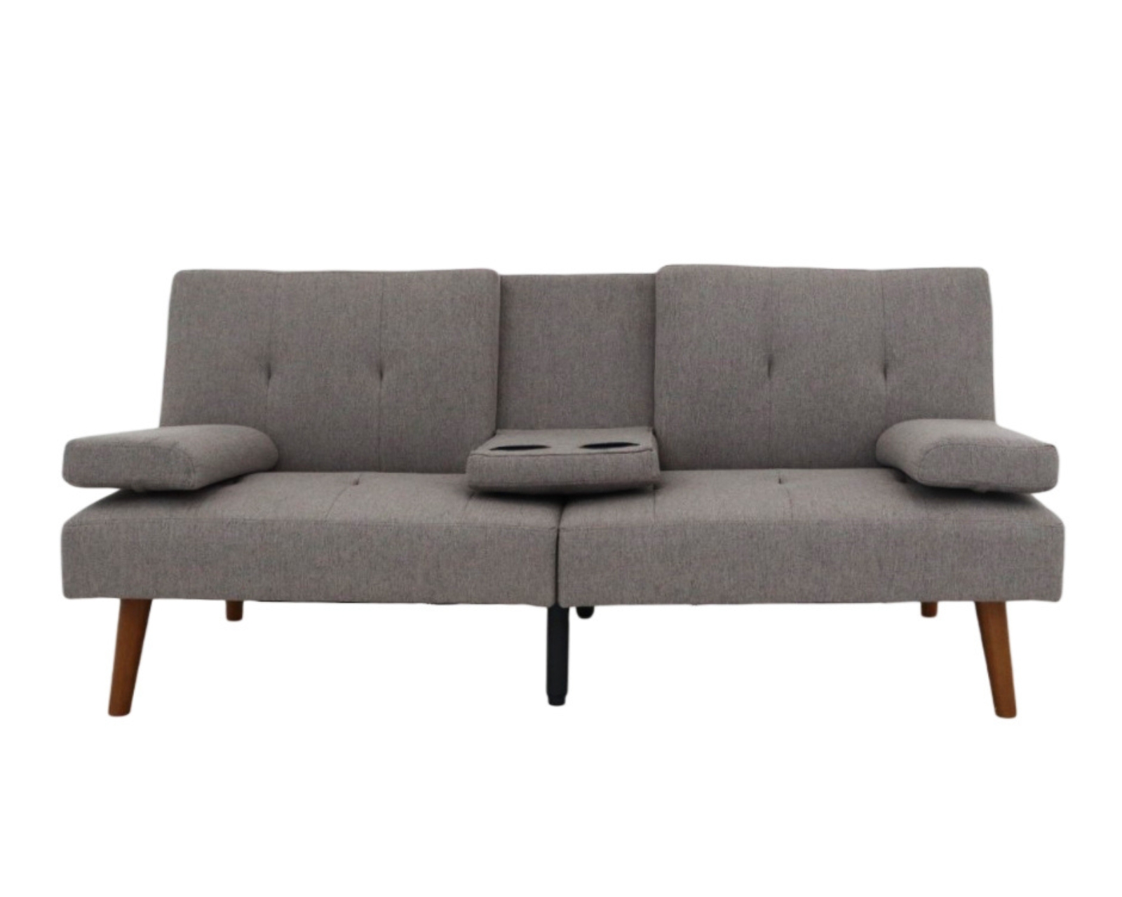 Sofá Cama Easy Living Modelo Elliot Con Portavasos Plegable, Color Gris