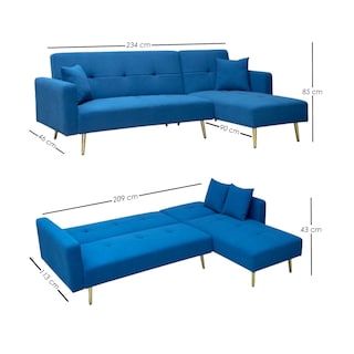 Foto 2 | Ilios Innova | Sofa Cama 4 Plazas En L Con Antebrazos Azul
