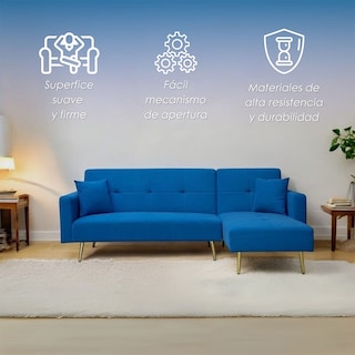 Foto 3 | Ilios Innova | Sofa Cama 4 Plazas En L Con Antebrazos Azul