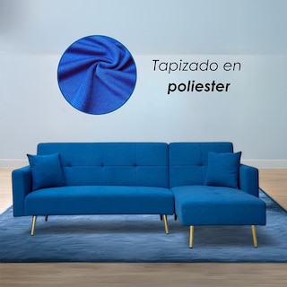 Foto 7 | Ilios Innova | Sofa Cama 4 Plazas En L Con Antebrazos Azul