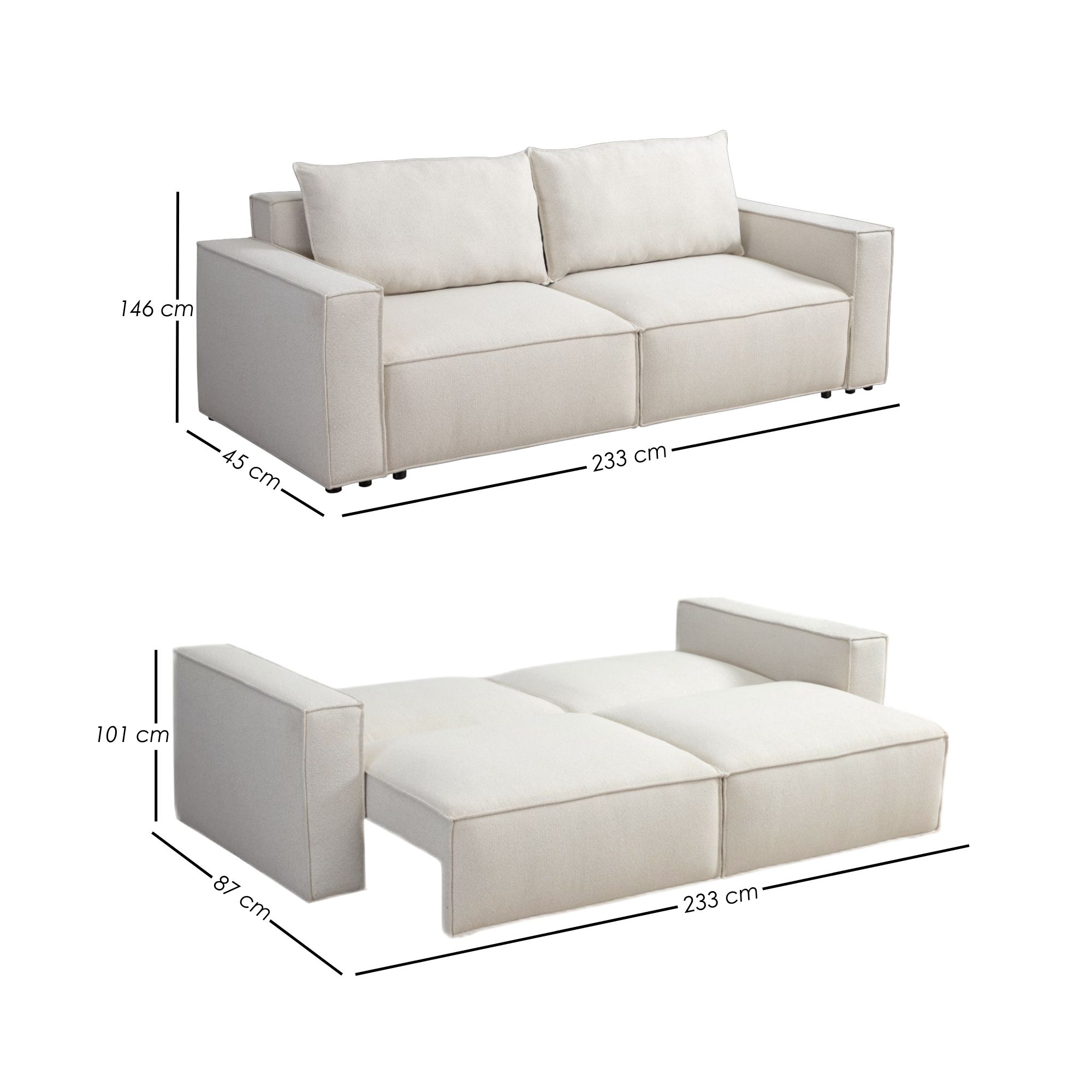 Foto 2 | Ilios Innova | Sofá Cama Moderno Con Relleno De Espuma, Tela De Poliéster Y Estructura De Madera Color Beige
