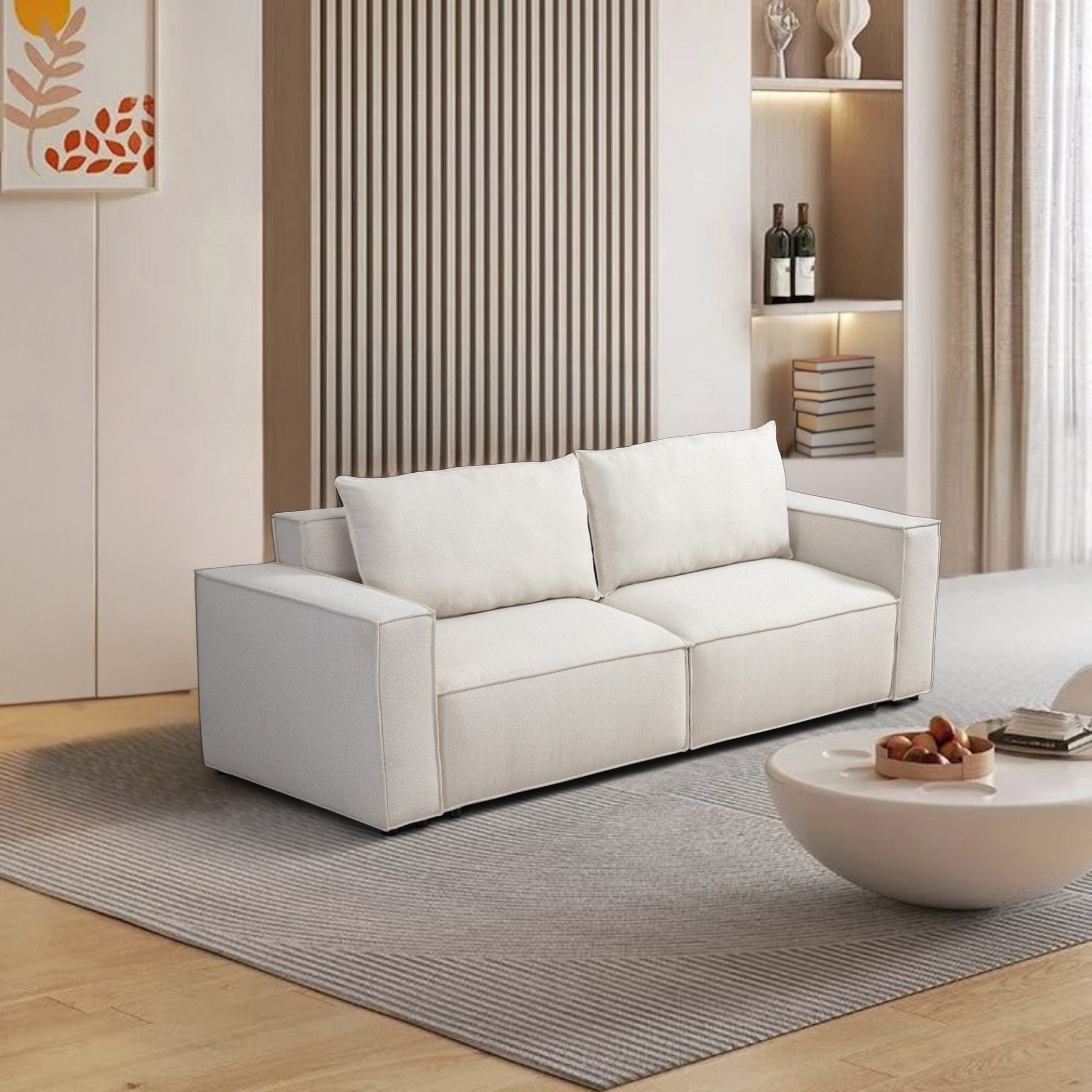Foto 5 pulgar | Ilios Innova | Sofá Cama Moderno Con Relleno De Espuma, Tela De Poliéster Y Estructura De Madera Color Beige