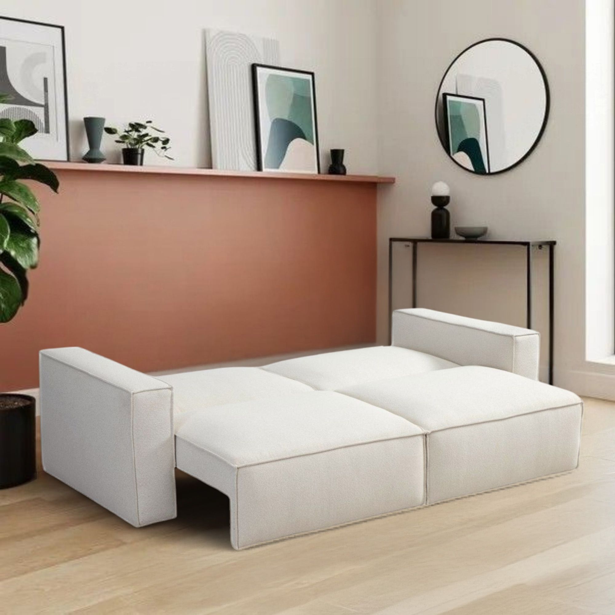Foto 5 | Ilios Innova | Sofá Cama Moderno Con Relleno De Espuma, Tela De Poliéster Y Estructura De Madera Color Beige
