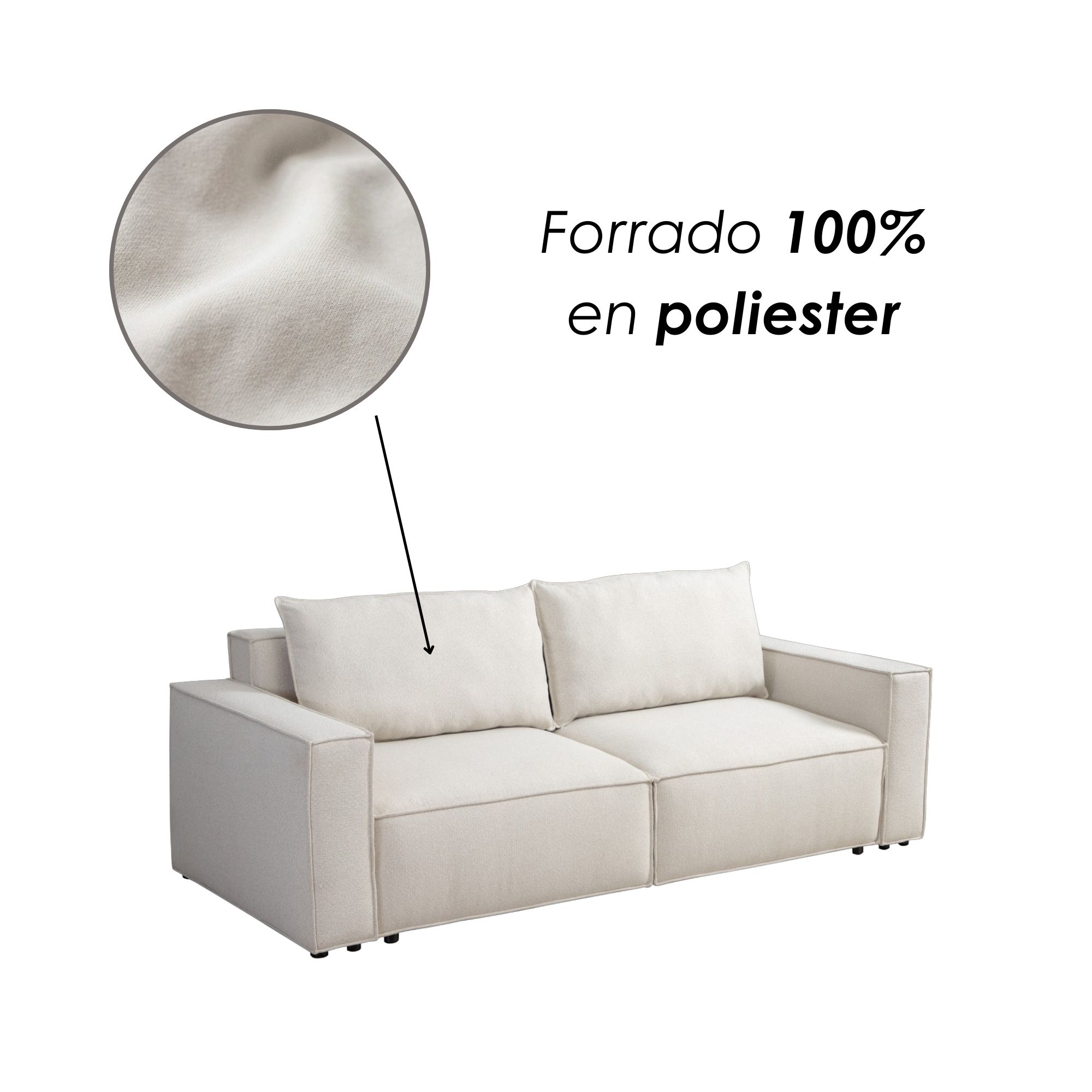 Foto 6 | Ilios Innova | Sofá Cama Moderno Con Relleno De Espuma, Tela De Poliéster Y Estructura De Madera Color Beige