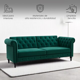 Foto 3 | Ilios Innova | Sofá Cama Moderno De Terciopelo Con Espuma Y Patas De Madera