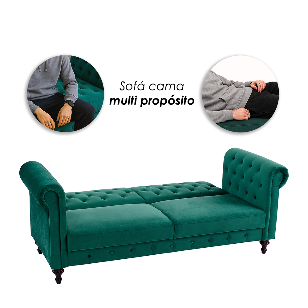 Foto 7 pulgar | Ilios Innova | Sofá Cama Moderno De Terciopelo Con Espuma Y Patas De Madera