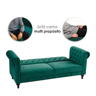 Foto 6 | Ilios Innova | Sofá Cama Moderno De Terciopelo Con Espuma Y Patas De Madera