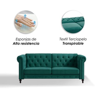 Foto 8 | Ilios Innova | Sofá Cama Moderno De Terciopelo Con Espuma Y Patas De Madera