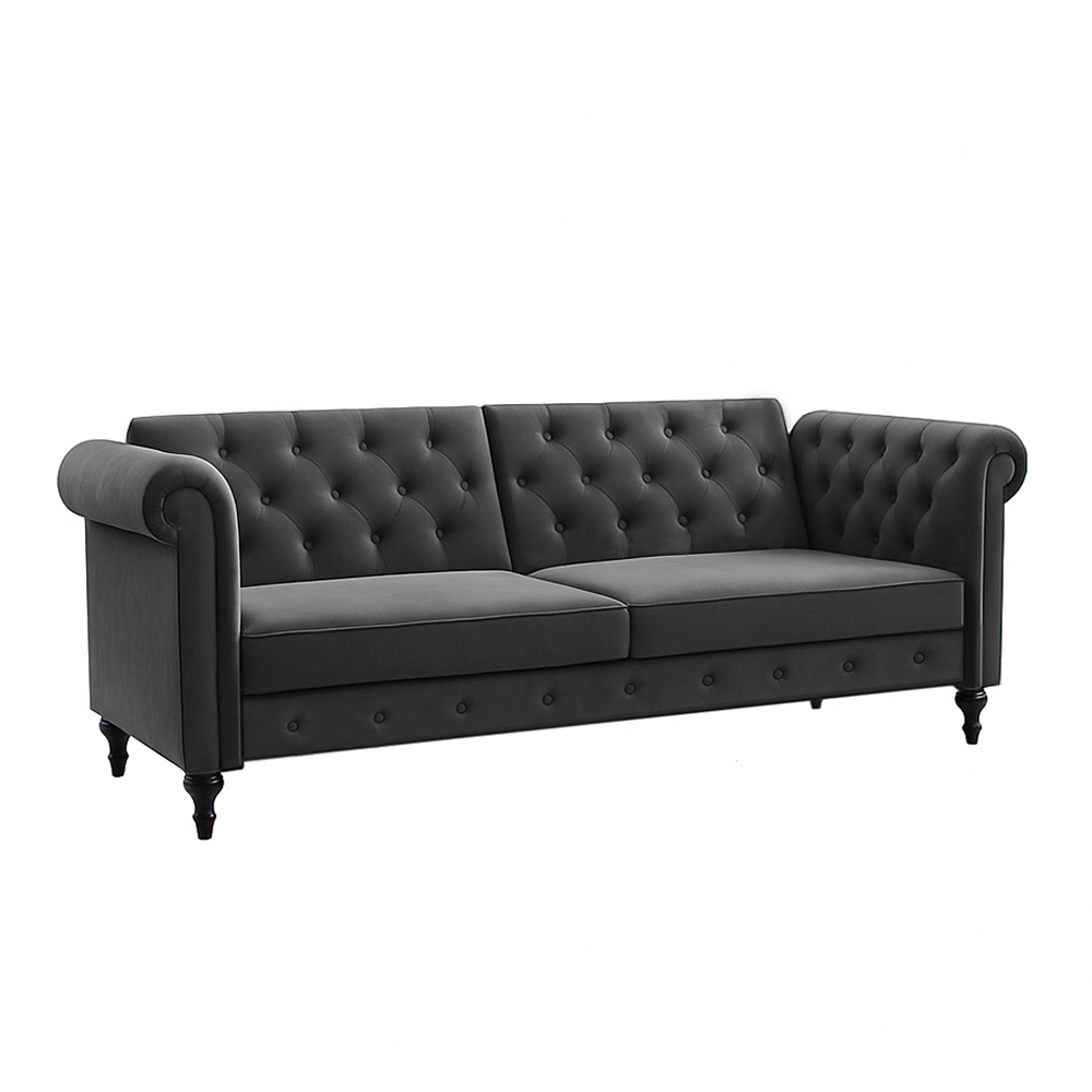 Foto 2 pulgar | Ilios Innova | Sofá Cama Moderno De Terciopelo Con Espuma Y Patas De Madera, Ideal Para Interiores