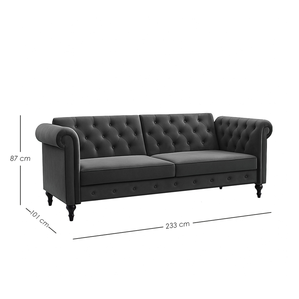 Foto 3 pulgar | Ilios Innova | Sofá Cama Moderno De Terciopelo Con Espuma Y Patas De Madera, Ideal Para Interiores
