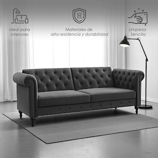 Foto 3 | Ilios Innova | Sofá Cama Moderno De Terciopelo Con Espuma Y Patas De Madera, Ideal Para Interiores