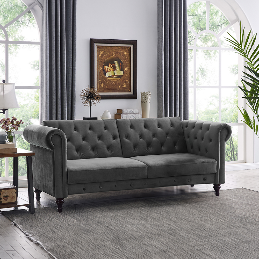 Foto 5 pulgar | Ilios Innova | Sofá Cama Moderno De Terciopelo Con Espuma Y Patas De Madera, Ideal Para Interiores