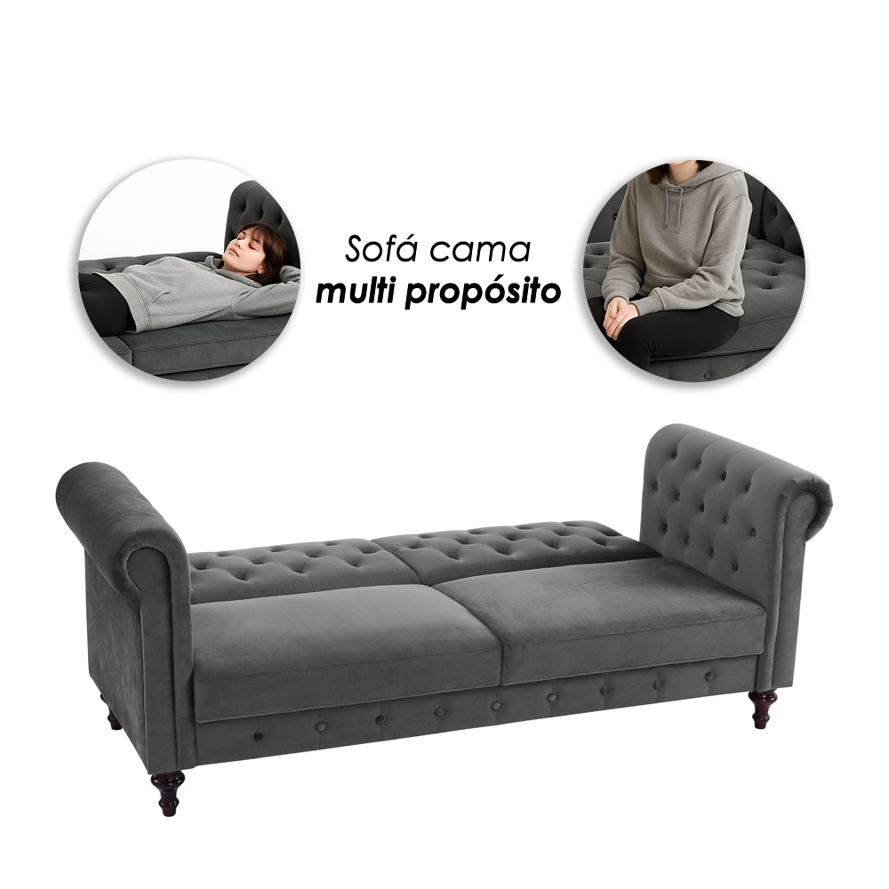Foto 6 | Ilios Innova | Sofá Cama Moderno De Terciopelo Con Espuma Y Patas De Madera, Ideal Para Interiores