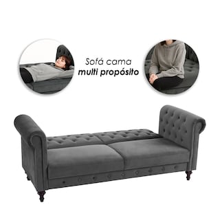 Foto 6 | Ilios Innova | Sofá Cama Moderno De Terciopelo Con Espuma Y Patas De Madera, Ideal Para Interiores
