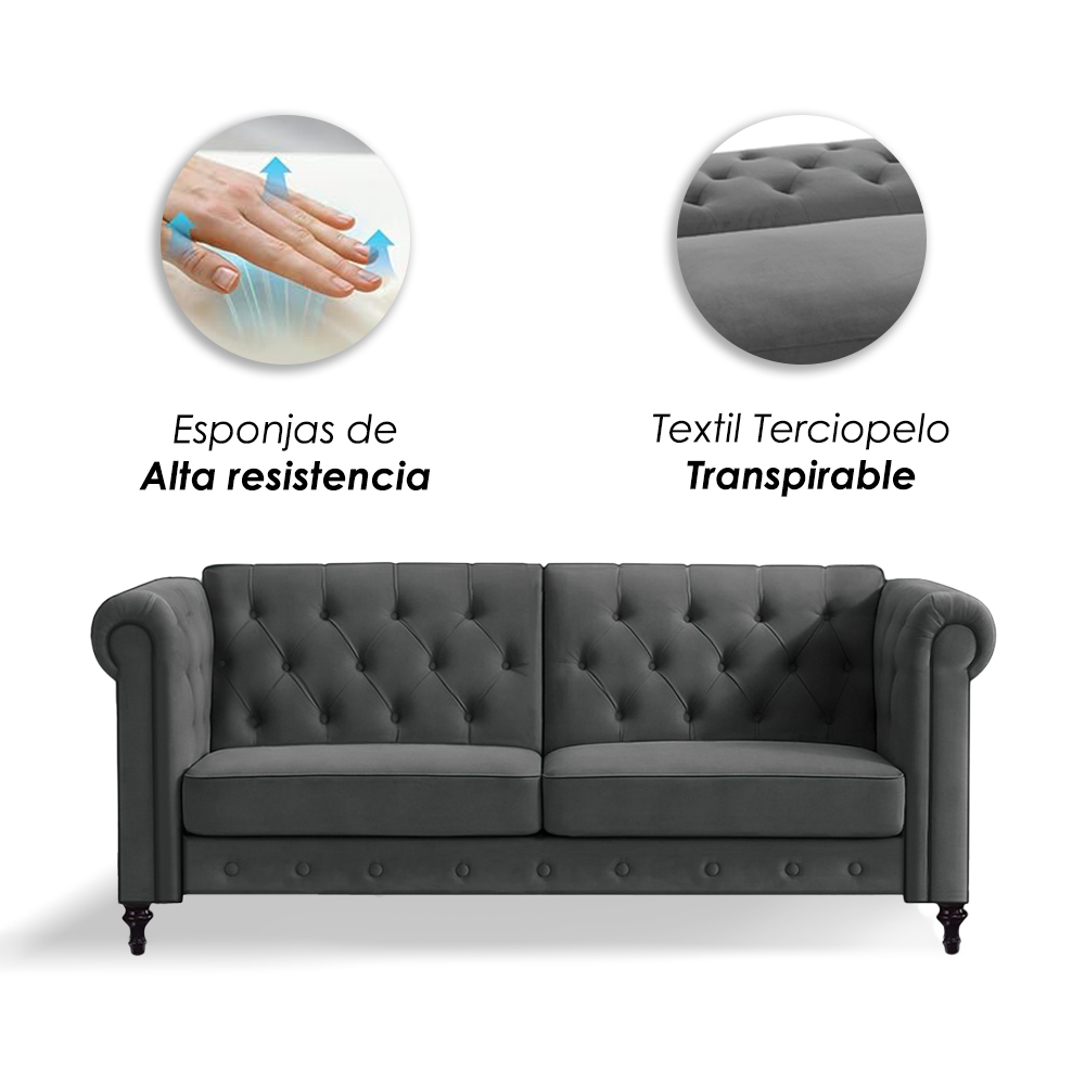 Foto 8 | Ilios Innova | Sofá Cama Moderno De Terciopelo Con Espuma Y Patas De Madera, Ideal Para Interiores