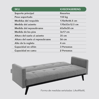 Foto 7 | Sofá Cama Reclinable Silla Convertible Sillón Sala Moderna