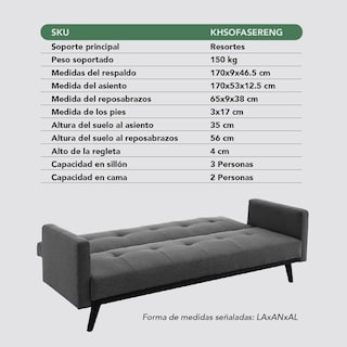 Foto 7 | Sofá Cama Reclinable Silla Convertible Sillón Sala Moderna