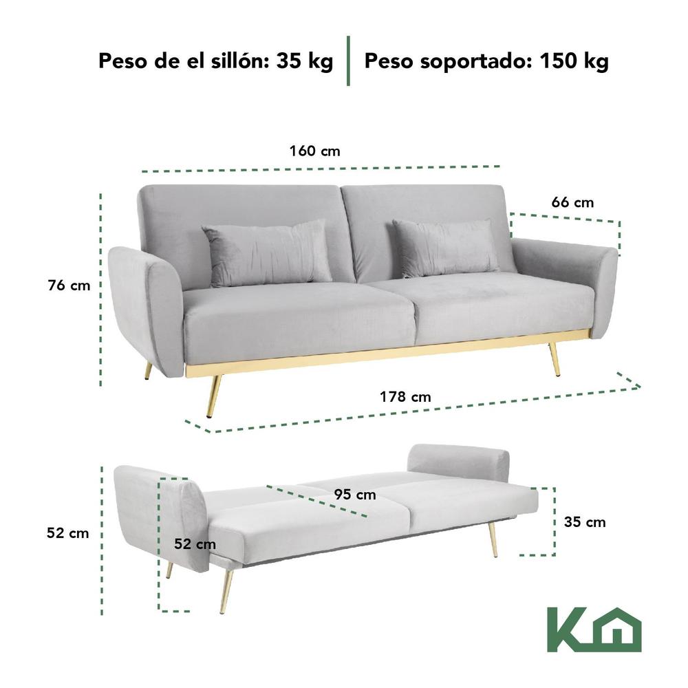 Foto 6 pulgar | Sofá Cama Silla Sillón Plegable Sala Moderna Velvet + Cojín