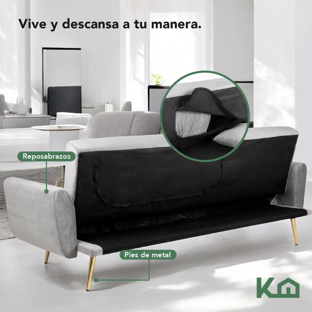 Foto 7 pulgar | Sofá Cama Silla Sillón Plegable Sala Moderna Velvet + Cojín