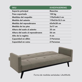 Foto 7 | Sofá Cama Reclinable Silla Convertible Sillón Sala Moderna